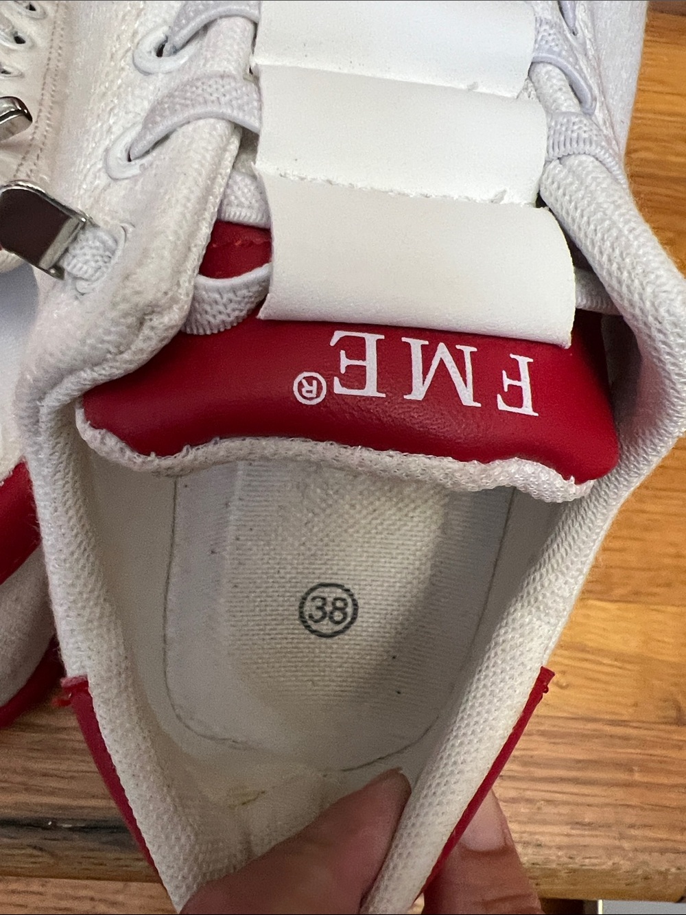 FME White and Red Low-Top Athletic Sneakers - Picture 4 of 5